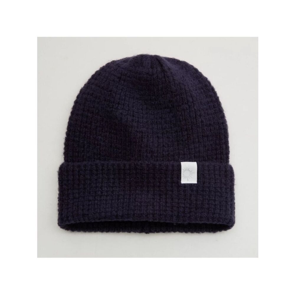 OFFLINE Navy Blue Waffle Knit Beanie Hat